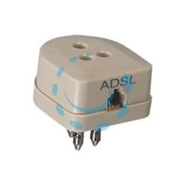 PRESA/SPINA DUPLICATORE TRIPOLARE CON PRESA PLUG 6/2 C. PER LINEA ADSL - art.22385