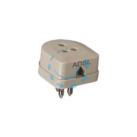 PRESA/SPINA DUPLICATORE TRIPOLARE CON PRESA PLUG 6/2 C. PER LINEA ADSL - art.22385