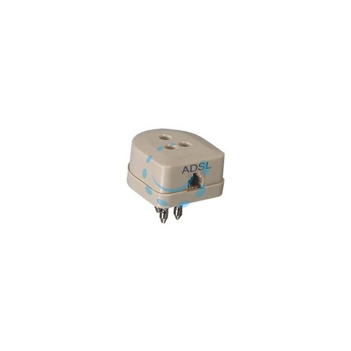 PRESA/SPINA DUPLICATORE TRIPOLARE CON PRESA PLUG 6/2 C. PER LINEA ADSL - art.22385