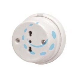 PORCELLANA PRESA BIPASSO 10/16A 2P+T - 10/16A 2P+T - ø mm.80x50h