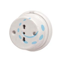 PORCELLANA PRESA BIPASSO 10/16A 2P+T - 10/16A 2P+T - ø mm.80x50h