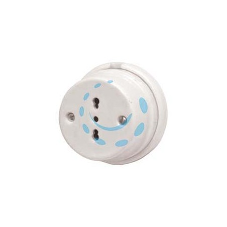 PORCELLANA PRESA BIPASSO 10/16A 2P+T - 10/16A 2P+T - ø mm.80x50h