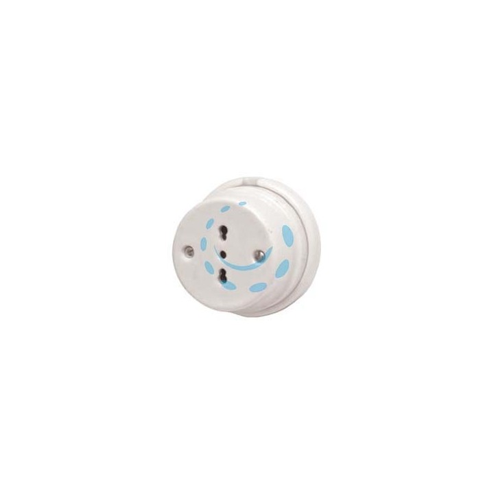 PORCELLANA PRESA BIPASSO 10/16A 2P+T - 10/16A 2P+T - ø mm.80x50h
