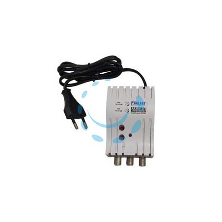 AMPLIFICATORE REGOLABILE RETRO TV UHF+VHF 25dB - 2 out attacco F