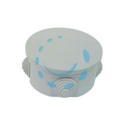 SCATOLA STAGNA TONDA CON COPERCHIO E 4 PASSACAVI IP44 - ø mm.80x40h. (002)