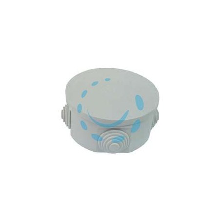 SCATOLA STAGNA TONDA CON COPERCHIO E 4 PASSACAVI IP44 - ø mm.80x40h. (002)