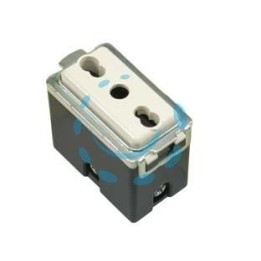 PRESA SICUREZZA BIVALENTE "VENUS" - 2 poli+terra 10/16A alveoli ø mm.4/5 (7079.N)