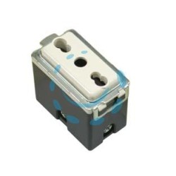 PRESA SICUREZZA BIVALENTE "VENUS" - 2 poli+terra 10/16A alveoli ø mm.4/5 (7079.N)