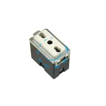 PRESA SICUREZZA BIVALENTE "VENUS" - 2 poli+terra 10/16A alveoli ø mm.4/5 (7079.N)