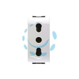 PRESA SICUREZZA BIVALENTE "AQUA" - 2 poli+terra 10/16A alveoli ø mm.4/5 (7679)