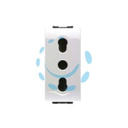 PRESA SICUREZZA BIVALENTE "AQUA" - 2 poli+terra 10/16A alveoli ø mm.4/5 (7679)
