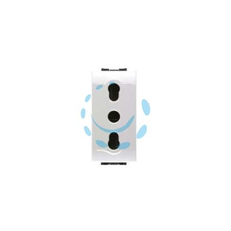 PRESA SICUREZZA BIVALENTE "AQUA" - 2 poli+terra 10/16A alveoli ø mm.4/5 (7679)