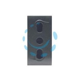 PRESA SICUREZZA BIVALENTE "ONDA" - 2 poli+terra 10/16A alveoli ø mm.4/5 (7779)