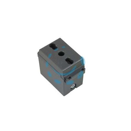 PRESA SICUREZZA BIVALENTE "ARC" - 2 poli+terra 10/16A alveoli ø mm.4/5 (7879)