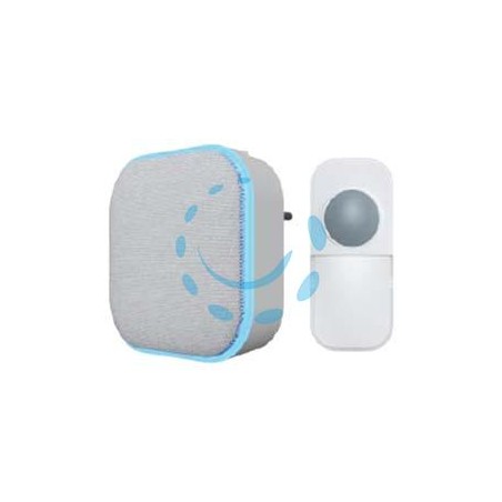 CAMPANELLO WIRELESS KINDOOR - colore bianco con finitura in tessuto grigio