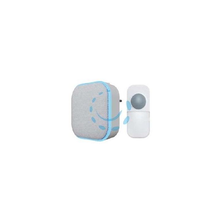 CAMPANELLO WIRELESS KINDOOR - colore bianco con finitura in tessuto grigio