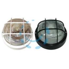 PLAFONIERA TONDA CON GABBIA - max 40w IP44 - ø 185x105h. colore nero