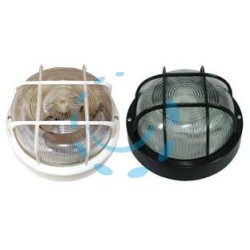 PLAFONIERA TONDA CON GABBIA - max 40w IP44 - ø 185x105h. colore nero