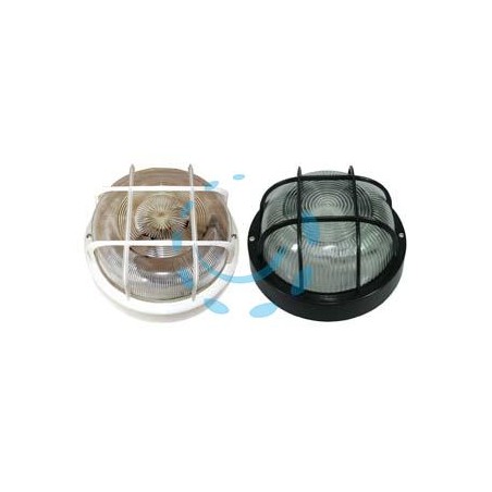 PLAFONIERA TONDA CON GABBIA - max 40w IP44 - ø 185x105h. colore nero