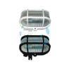 PLAFONIERA OVALE CON GABBIA - max 40w IP44 - mm.185x107x105h. colore bianco