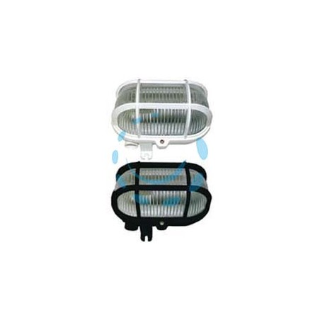 PLAFONIERA OVALE CON GABBIA - max 40w IP44 - mm.185x107x105h. colore nero