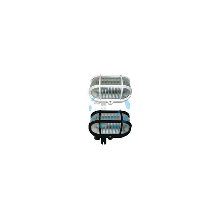PLAFONIERA OVALE CON GABBIA - max 40w IP44 - mm.185x107x105h. colore nero
