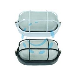 PLAFONIERA OVALE CON GABBIA IN ALLUMINIO PER ESTERNO - 60w IP54 mm.210x107x95h. nero
