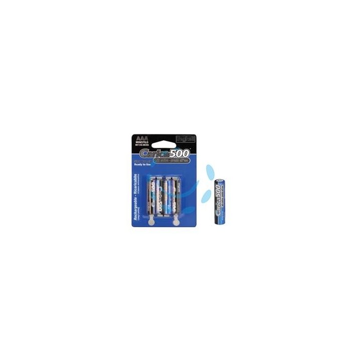 PILA MINISTILO CARICA500 (AAA) - 1,2v 800 mAh blister da 4 pezzi 