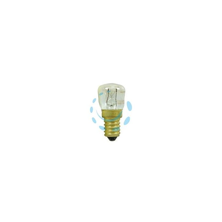 LAMPADA ALOGENA A PERA PER FORNO 300° - 15w - E14 - 2700°K calda - 100 lm - chiara