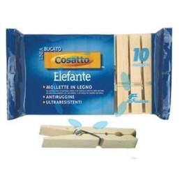 MOLLETTE ELEFANTE IN LEGNO NATURALE MOLLA ANTIRUGGINE CM.10 PZ.10 