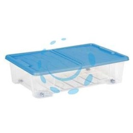 CONTENITORE SOTTOLETTO MASTERBOX COLORE TRASPARENTE/BLU - cm.57x39x15h. - lt.25
