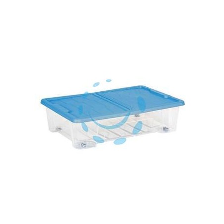CONTENITORE SOTTOLETTO MASTERBOX COLORE TRASPARENTE/BLU - cm.57x39x15h. - lt.25