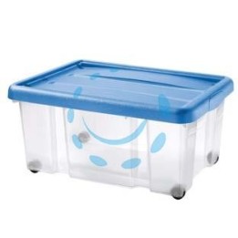 CONTENITORE "PUZZLE BOX" CON COPERCHIO A SCATTO E RUOTE - cm.60,5x40x27,3h. lt.43