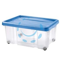 CONTENITORE "PUZZLE BOX" CON COPERCHIO A SCATTO E RUOTE - cm.60,5x40x27,3h. lt.43