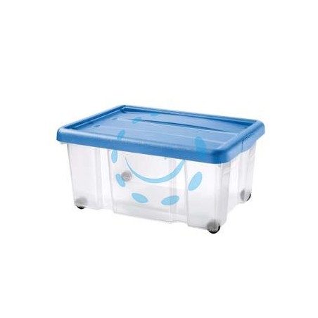 CONTENITORE "PUZZLE BOX" CON COPERCHIO A SCATTO E RUOTE - cm.60,5x40x27,3h. lt.43