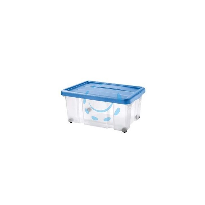 CONTENITORE "PUZZLE BOX" CON COPERCHIO A SCATTO E RUOTE - cm.60,5x40x27,3h. lt.43