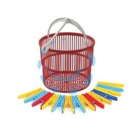 CESTINO "MAGICO" PORTAMOLLETTE ROSSO CON 15 MOLLETTE TS SPECIAL - ø cm.19x15,5h.