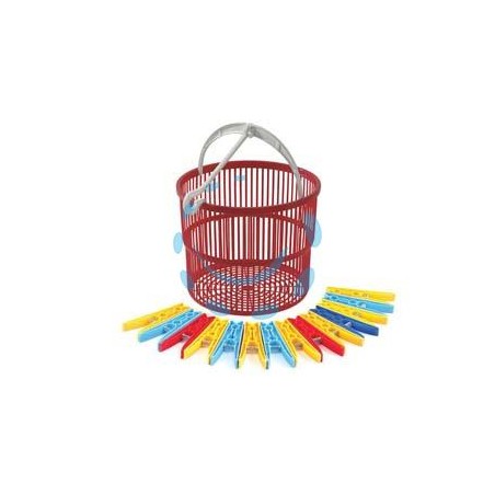 CESTINO "MAGICO" PORTAMOLLETTE ROSSO CON 15 MOLLETTE TS SPECIAL - ø cm.19x15,5h.