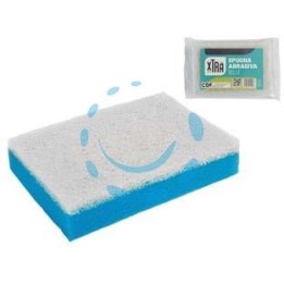 SPUGNA ABRASIVA DOPPIA BLU CON FIBRA BIANCA - cm.11,5x7,5x2,5