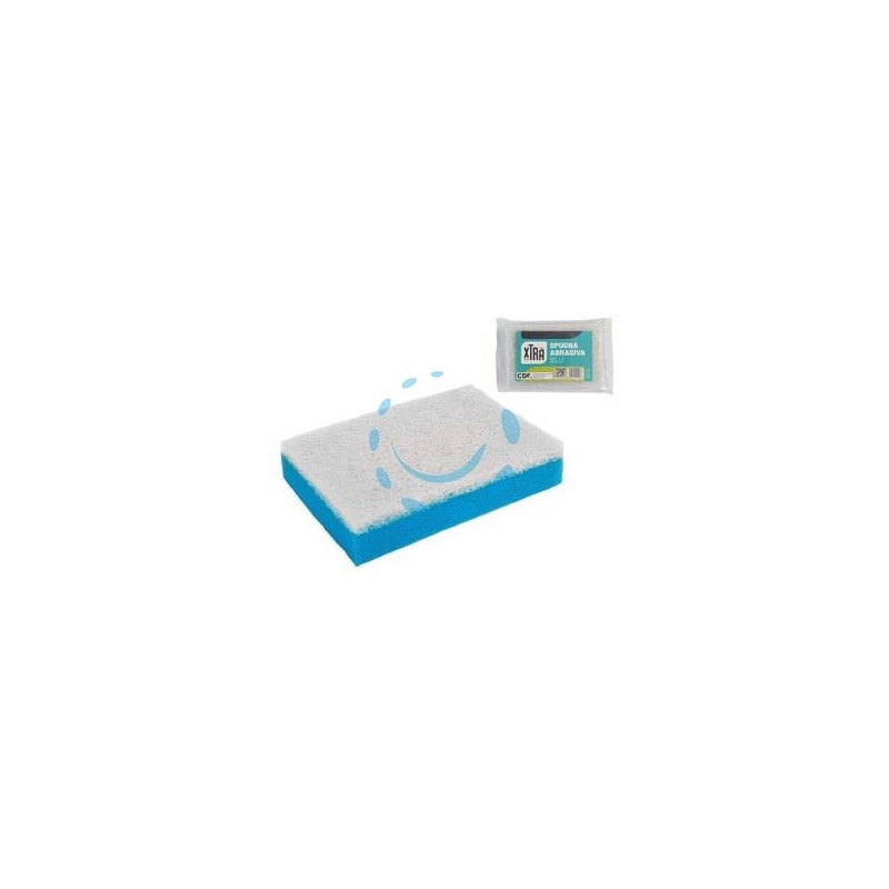 SPUGNA ABRASIVA DOPPIA BLU CON FIBRA BIANCA - cm.11,5x7,5x2,5