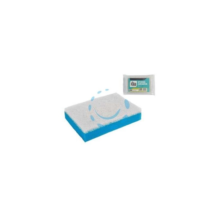 SPUGNA ABRASIVA DOPPIA BLU CON FIBRA BIANCA - cm.11,5x7,5x2,5