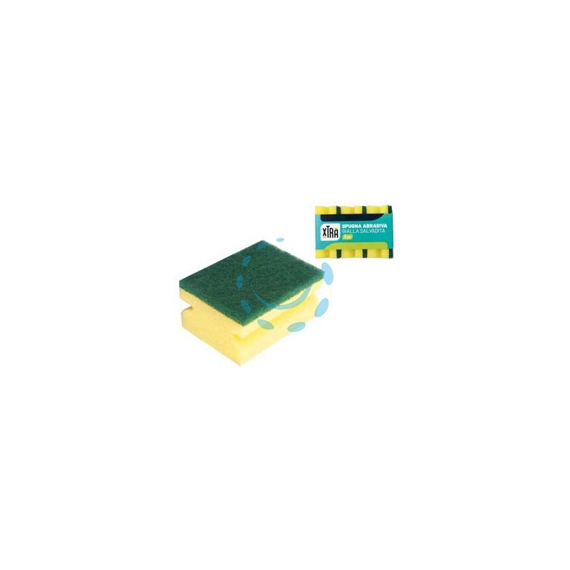 SPUGNA ABRASIVA GIALLA SALVADITA CON FIBRA VERDE - cm.9x6,8x4,5