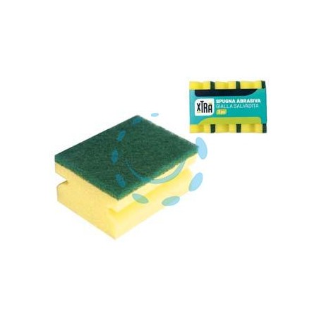 SPUGNA ABRASIVA GIALLA SALVADITA CON FIBRA VERDE - cm.9x6,8x4,5