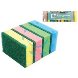 SPUGNA ABRASIVA DOPPIA CON FIBRA VERDE - cm.9x6x3h.
