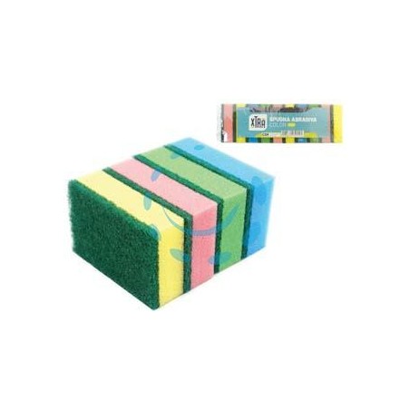 SPUGNA ABRASIVA DOPPIA CON FIBRA VERDE - cm.9x6x3h.
