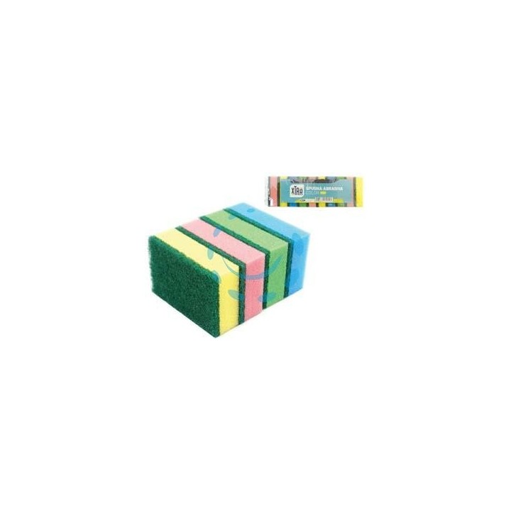 SPUGNA ABRASIVA DOPPIA CON FIBRA VERDE - cm.9x6x3h.
