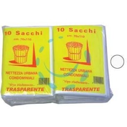 SACCO CONDOMINIALE RINFORZATO TRASPARENTE PZ.10 - cm.70x110 gr.75