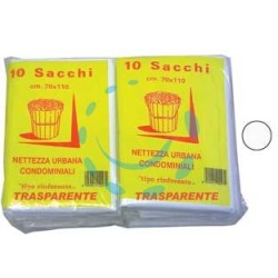 SACCO CONDOMINIALE RINFORZATO TRASPARENTE PZ.10 - cm.70x110 gr.75