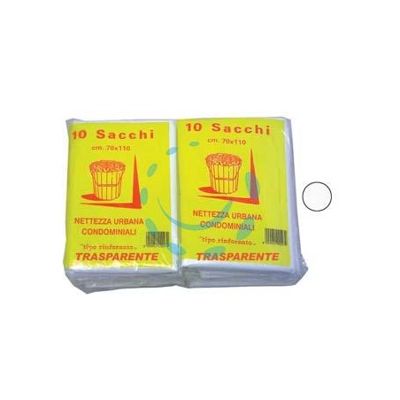 SACCO CONDOMINIALE RINFORZATO TRASPARENTE PZ.10 - cm.70x110 gr.75