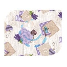 TOVAGLIATO RIVIERA FELPATO PESANTE DECORO AVANA E FIORI LAVANDA 814 - cm.140h, rotolo da mt.20
